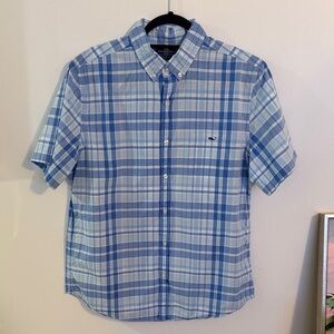 Vineyard Vines Light Blue Plaid Button Tucker Shirt